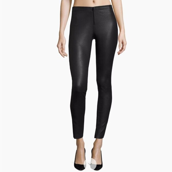 Alice + Olivia Lamb Leather Front Zip Pants Size 2 - Picture 1 of 7